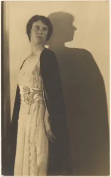 Portrait of a Woman in Cloak with Shadow, 1907-1943. Creator: Louis Fleckenstein
