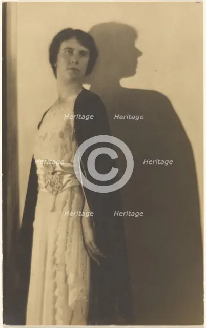 Portrait of a Woman in Cloak with Shadow, 1907-1943. Creator: Louis Fleckenstein.
