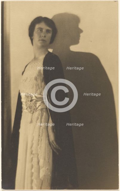 Portrait of a Woman in Cloak with Shadow, 1907-1943. Creator: Louis Fleckenstein.