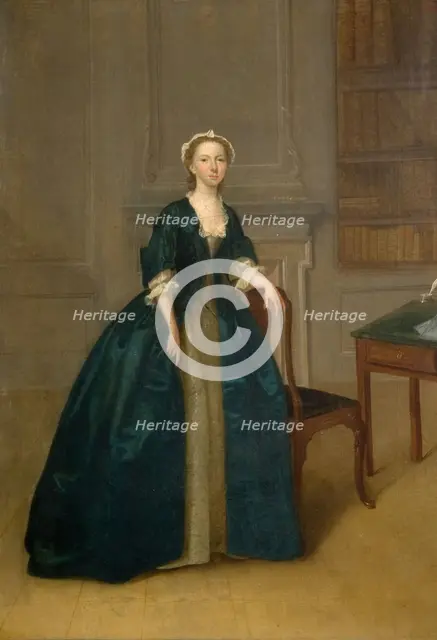 Portrait Of A Woman In Dark Blue, 1785. Creator: Arthur Devis.