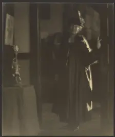 Portrait of a Woman in Doorway, 1907-1943. Creator: Louis Fleckenstein