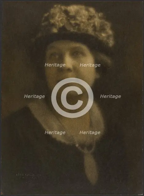 Portrait of a Woman in Floral Hat, 1907-1924. Creator: Louis Fleckenstein.