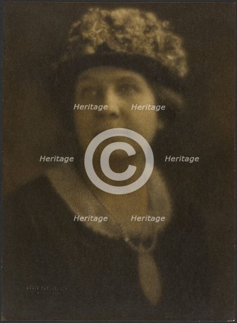 Portrait of a Woman in Floral Hat, 1907-1924. Creator: Louis Fleckenstein.
