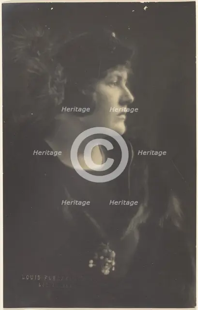 Portrait of a Woman in Fur Cape, 1907-1924. Creator: Louis Fleckenstein.