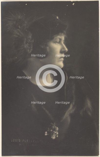 Portrait of a Woman in Fur Cape, 1907-1924. Creator: Louis Fleckenstein.