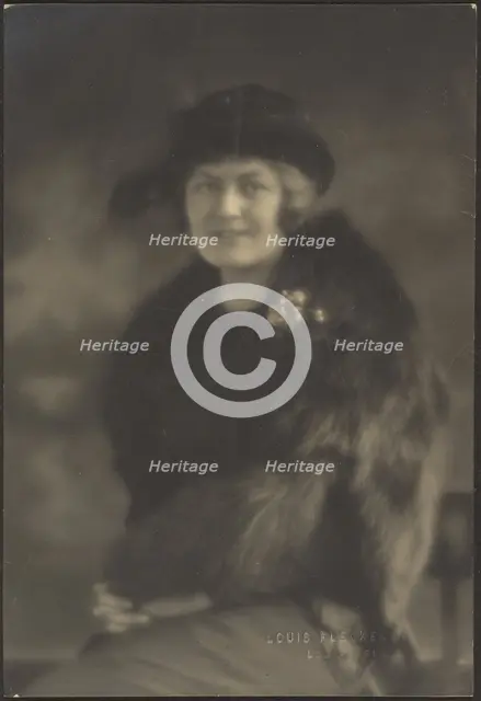 Portrait of a Woman in Fur Cape, 1907-1924. Creator: Louis Fleckenstein.
