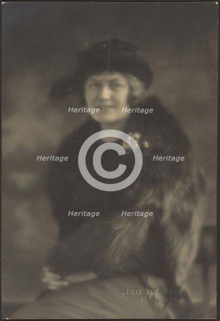 Portrait of a Woman in Fur Cape, 1907-1924. Creator: Louis Fleckenstein.
