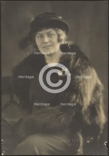 Portrait of a Woman in Fur Cape, 1907-1924. Creator: Louis Fleckenstein.