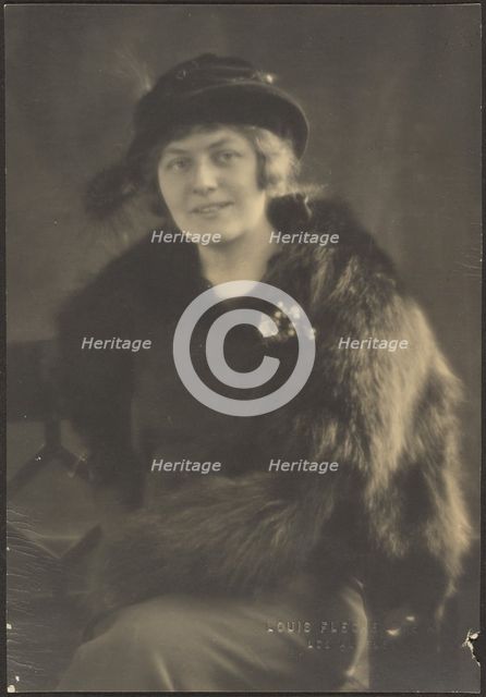Portrait of a Woman in Fur Cape, 1907-1924. Creator: Louis Fleckenstein.