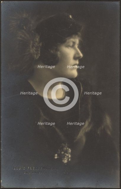Portrait of a Woman in Fur Cape, 1907-1924. Creator: Louis Fleckenstein.
