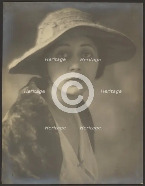 Portrait of a Woman In Fur Capelet, 1907-1943. Creator: Louis Fleckenstein.