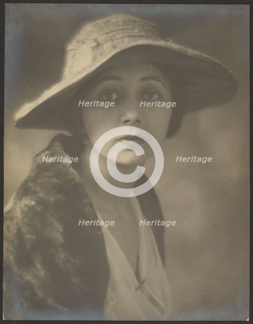 Portrait of a Woman In Fur Capelet, 1907-1943. Creator: Louis Fleckenstein.