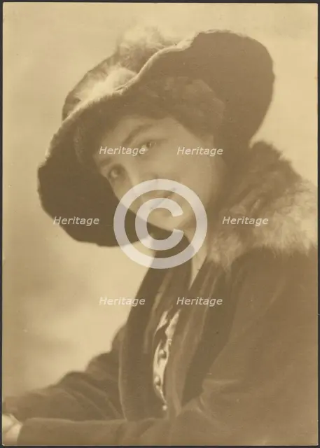 Portrait of a Woman in Fur Hat, 1907-1943. Creator: Louis Fleckenstein.