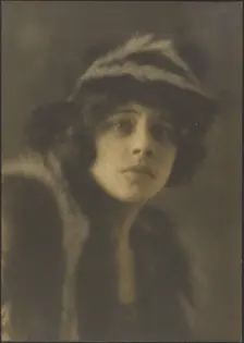 Portrait of a Woman in Fur Hat, 1907-1943. Creator: Louis Fleckenstein