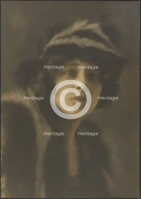 Portrait of a Woman in Fur Hat, 1907-1943. Creator: Louis Fleckenstein.