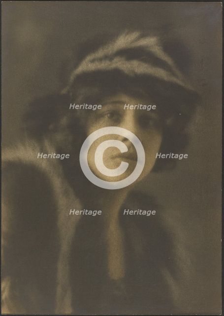 Portrait of a Woman in Fur Hat, 1907-1943. Creator: Louis Fleckenstein.