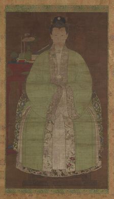 Portrait of a woman in green, Possibly Ming dynasty, (17th century?). Creator: Unknown