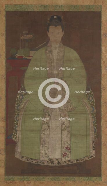 Portrait of a woman in green, Possibly Ming dynasty, (17th century?). Creator: Unknown.