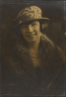 Portrait of a Woman in Hat with Decorate Motif, 1907-1924. Creator: Louis Fleckenstein