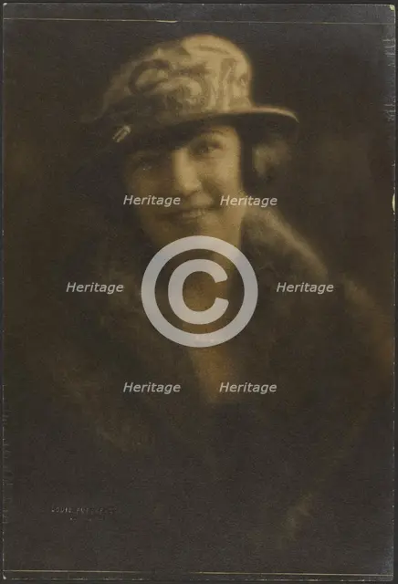 Portrait of a Woman in Hat with Decorate Motif, 1907-1924. Creator: Louis Fleckenstein.