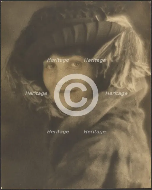 Portrait of a Woman in Hat with Feathers, 1907-1943. Creator: Louis Fleckenstein.