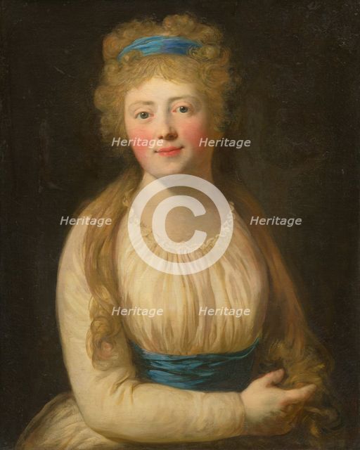 Portrait of a Woman in Pale Clothes with a Blue Ribbon in her Hair, 1780-1800. Creator: Unknown.