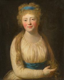 Portrait of a Woman in Pale Clothes with a Blue Ribbon in her Hair, 1780-1800. Creator: Unknown