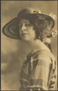Portrait of a Woman in Plaid Dress, 1907-1943. Creator: Louis Fleckenstein