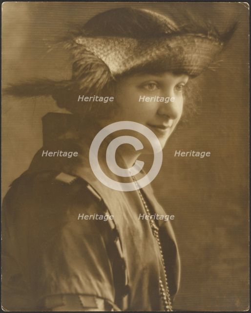 Portrait of a Woman in Straw Hat, about 1921. Creator: Louis Fleckenstein.