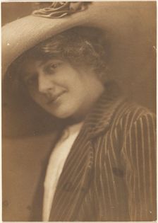 Portrait of a Woman in Striped Blazer, 1907-1943. Creator: Louis Fleckenstein