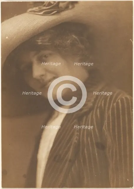 Portrait of a Woman in Striped Blazer, 1907-1943. Creator: Louis Fleckenstein.