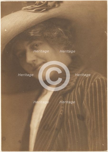 Portrait of a Woman in Striped Blazer, 1907-1943. Creator: Louis Fleckenstein.
