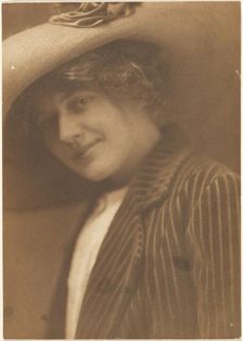 Portrait of a Woman in Striped Blazer, 1907-1943. Creator: Louis Fleckenstein