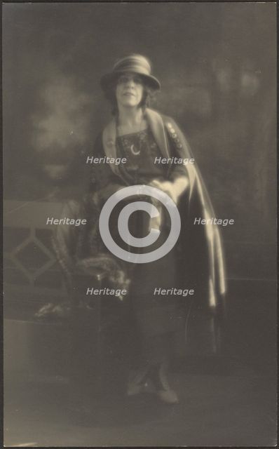 Portrait of a Woman Leaning on Bench, 1907-1924. Creator: Louis Fleckenstein.