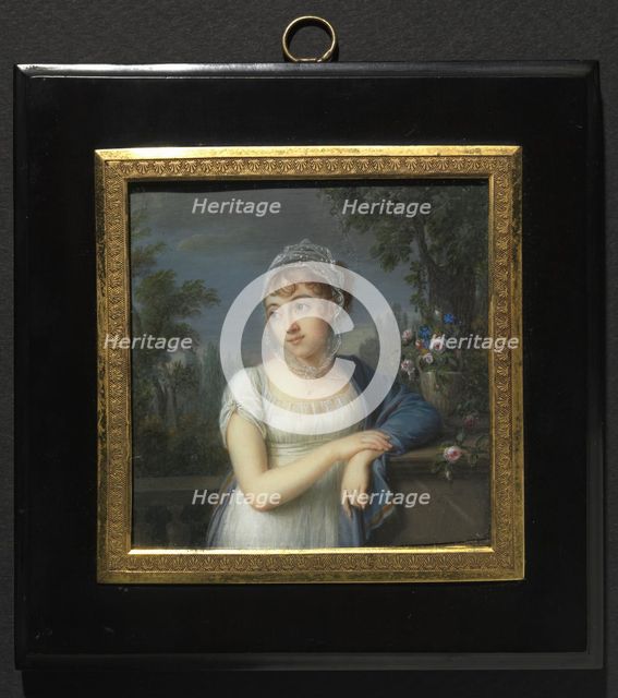 Portrait of a Woman Near a Balustrade, 1804. Creator: Jean-Baptiste Jacques Augustin (French, 1759-1832).