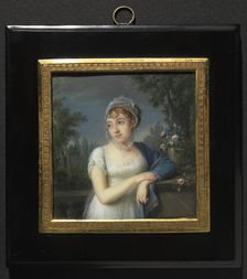 Portrait of a Woman Near a Balustrade, 1804. Creator: Jean-Baptiste Jacques Augustin (French, 1759-1832)