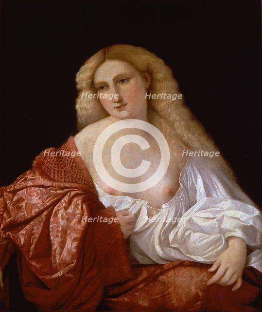 Portrait of a Woman (Portrait of a Courtesan), 1520. Artist: Palma il Vecchio, Jacopo, the Elder (1480-1528)