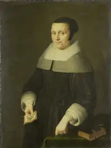 Portrait of a Woman, possibly Elsje van Houweningen, Wife of Willem van Velden, 1656. Creator: Anon