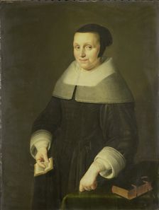 Portrait of a Woman, possibly Elsje van Houweningen, Wife of Willem van Velden, 1656. Creator: Anon