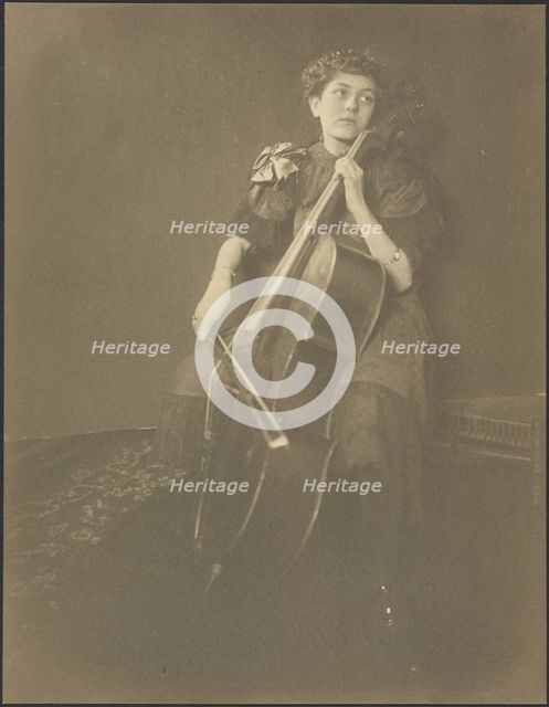 Portrait of a Woman Playing the Cello, 1895-1943. Creator: Louis Fleckenstein.