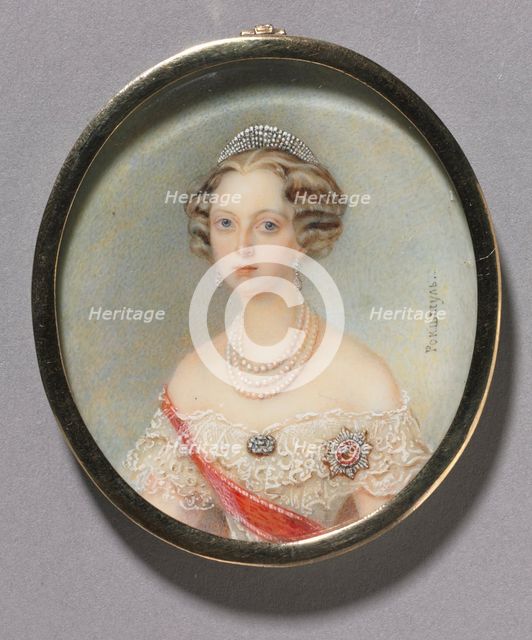 Portrait of a Woman, probably Princess Cecilie of Baden, Grand Duchess Olga Feodorovna, c. 1860. Creator: Alois Gustav Rockstuhl (Russian, 1798-1877).