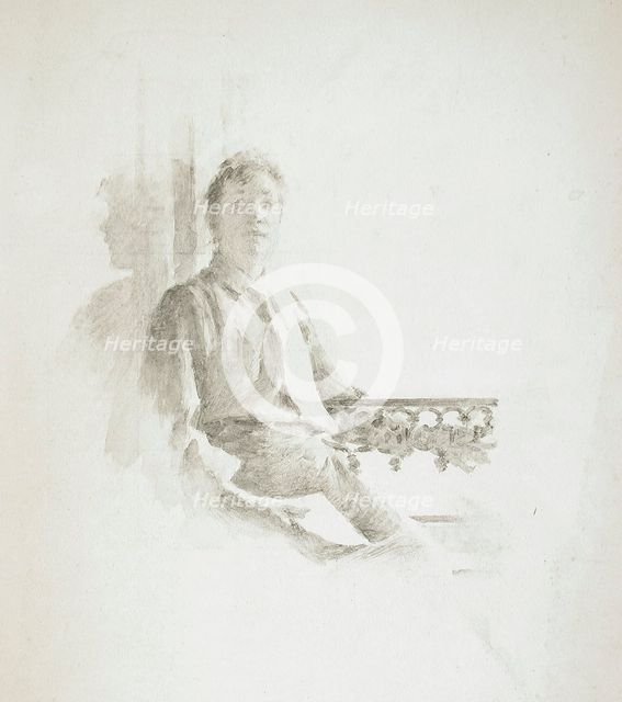 Portrait of a Woman Seated on a Balcony, 19th century. Creator: Theodore Robinson.