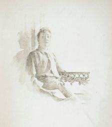 Portrait of a Woman Seated on a Balcony, 19th century. Creator: Theodore Robinson