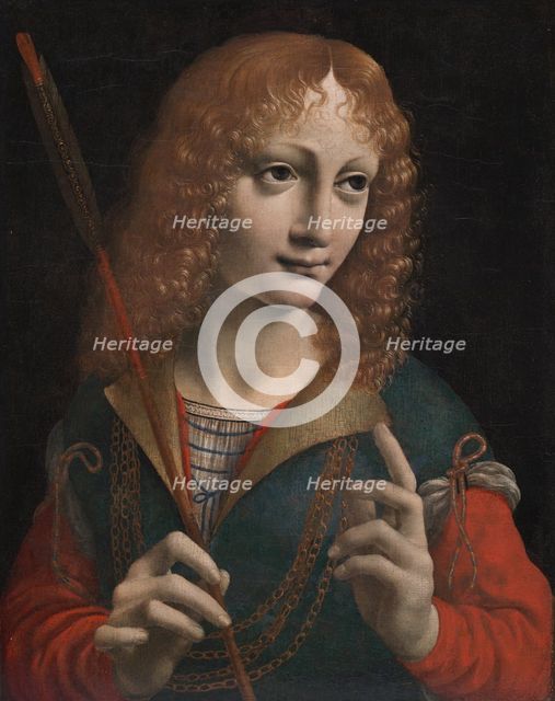 Portrait of a Youth as Saint Sebastian, late 1480s. Creator: Marco d'Oggiono (Italian, 1460-1524), attributed to.