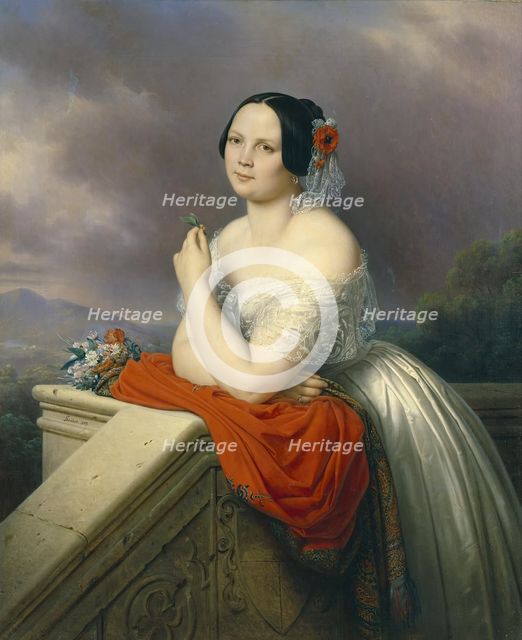 Portrait of a Young Woman, 1843. Creator: Charles Auguste Guillaume Steuben.