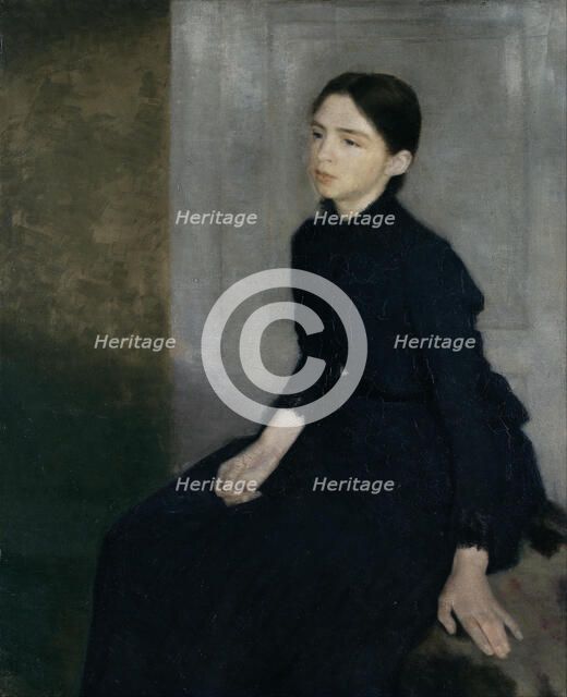 Portrait of a young woman. The artist's sister Anna Hammershøi, 1885.