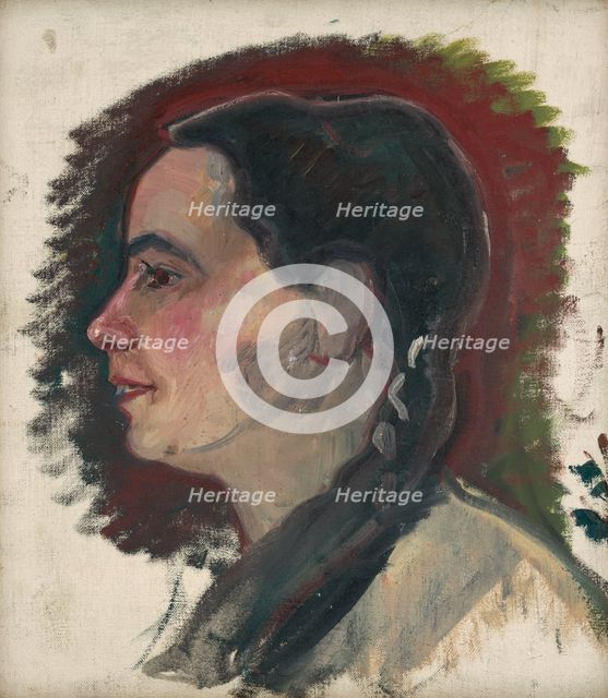 Portrait of a Young Woman with a Braid, around 1925-1930. Creator: Arnold Peter Weisz-Kubincan.