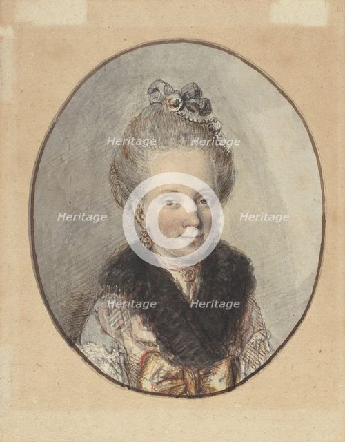 Portrait of a Young Woman with a Fur Collar, 1760s or early 1770s. Creator: Christian Wilhelm Ernst Dietrich.