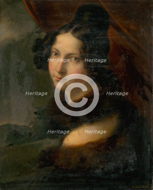 Portrait of a young woman with a fur collar, 1830-1850. Creator: Friedrich Schilcher.