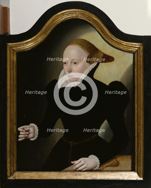 Portrait of a Young Woman with a Pink, 1560-1569. Creator: Bartholomaeus Bruyn the Younger.